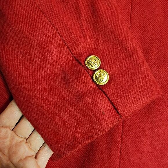 Stephen Douglas womens red blazer 100% new wool anchor design buttons holiday - Picture 3 of 8